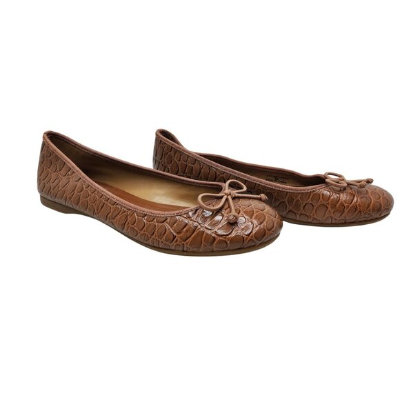 Talbots Womens Leather Upper Animal Print String Bow Accent Flats - Picture 1 of 8